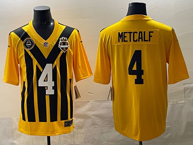 Men Pittsburgh Steelers #4 Metcalf Yellow Retro 2025 Nike Limited NFL Jersey style 04->pittsburgh steelers->NFL Jersey